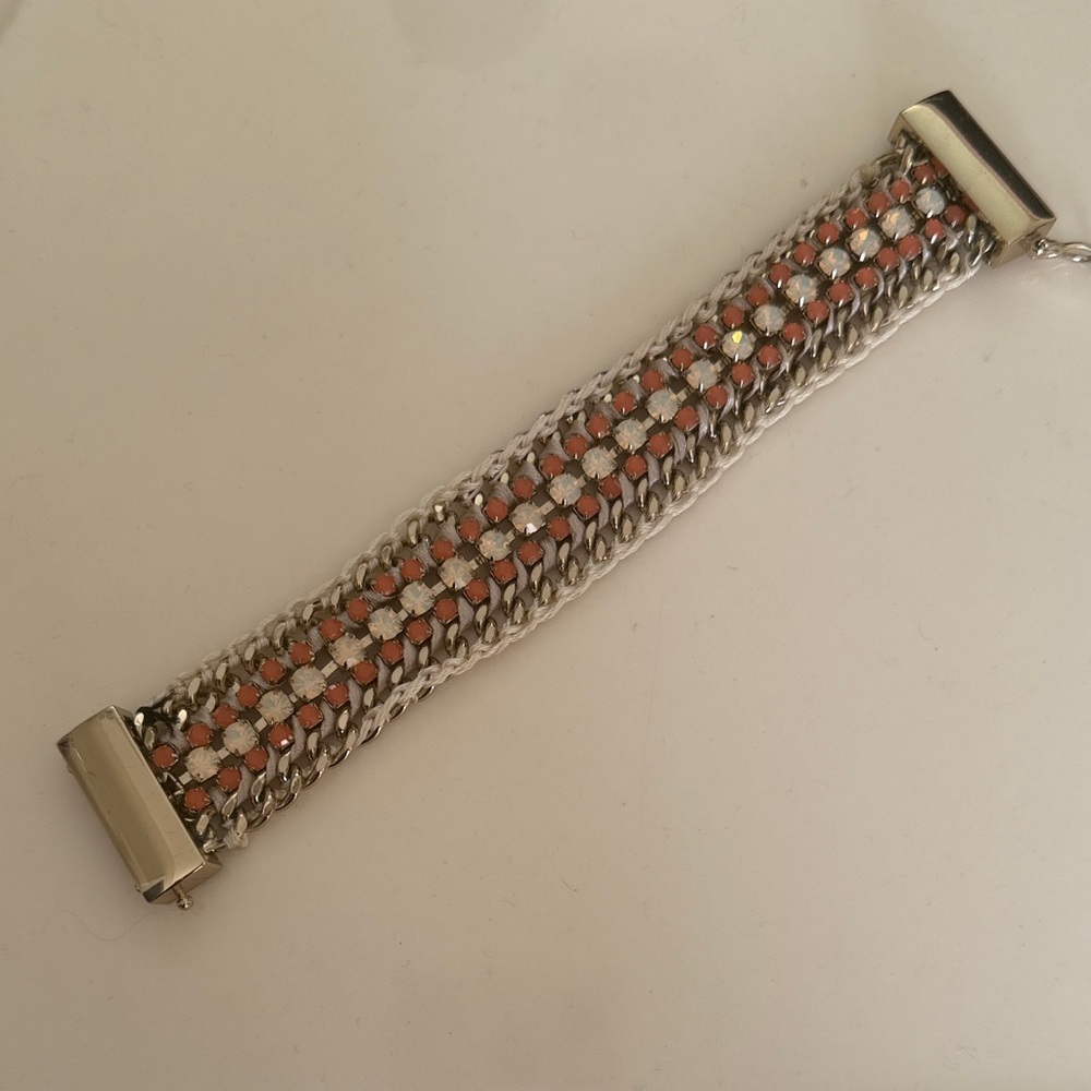 Elegant Silver and Pink Bracelet